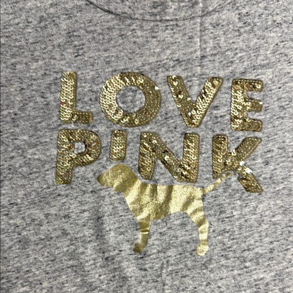 PINK Victoria's Secret Gray and Gold Short Sleeve Tee - Picture 4 of 6